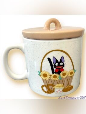 Studio Ghibli Kiki's Delivery Service Jiji Flowers Mug With Lid